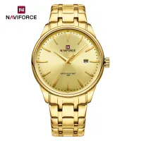 NAVIFORCE 9230 Fashion Lover's Wristwatch Waterproof Quartz Calendar Watches Stainless Steel Band Clock - Golden Golden